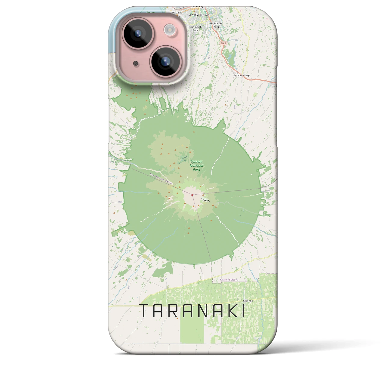 【タラナキ山（ニュージーランド）】地図柄iPhoneケース（バックカバータイプ）ナチュラル・iPhone 15 Plus 用