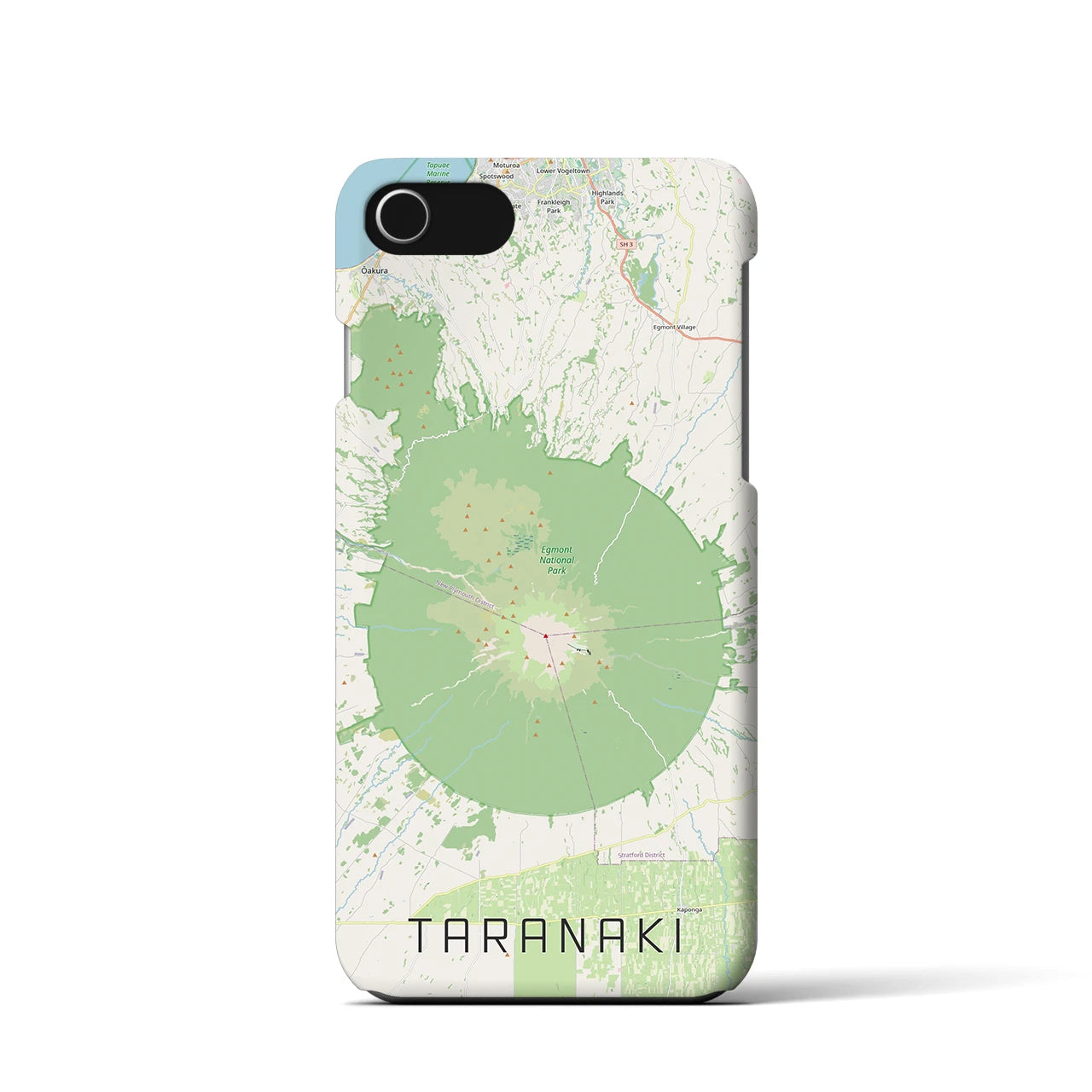 【タラナキ山（ニュージーランド）】地図柄iPhoneケース（バックカバータイプ）ナチュラル・iPhone SE（第3 / 第2世代） / 8 / 7 / 6s / 6 用