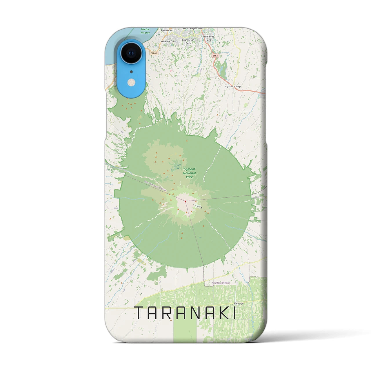 【タラナキ山（ニュージーランド）】地図柄iPhoneケース（バックカバータイプ）ナチュラル・iPhone XR 用