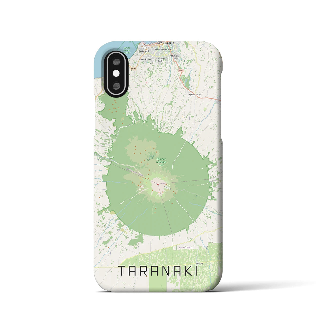 【タラナキ山（ニュージーランド）】地図柄iPhoneケース（バックカバータイプ）ナチュラル・iPhone XS / X 用