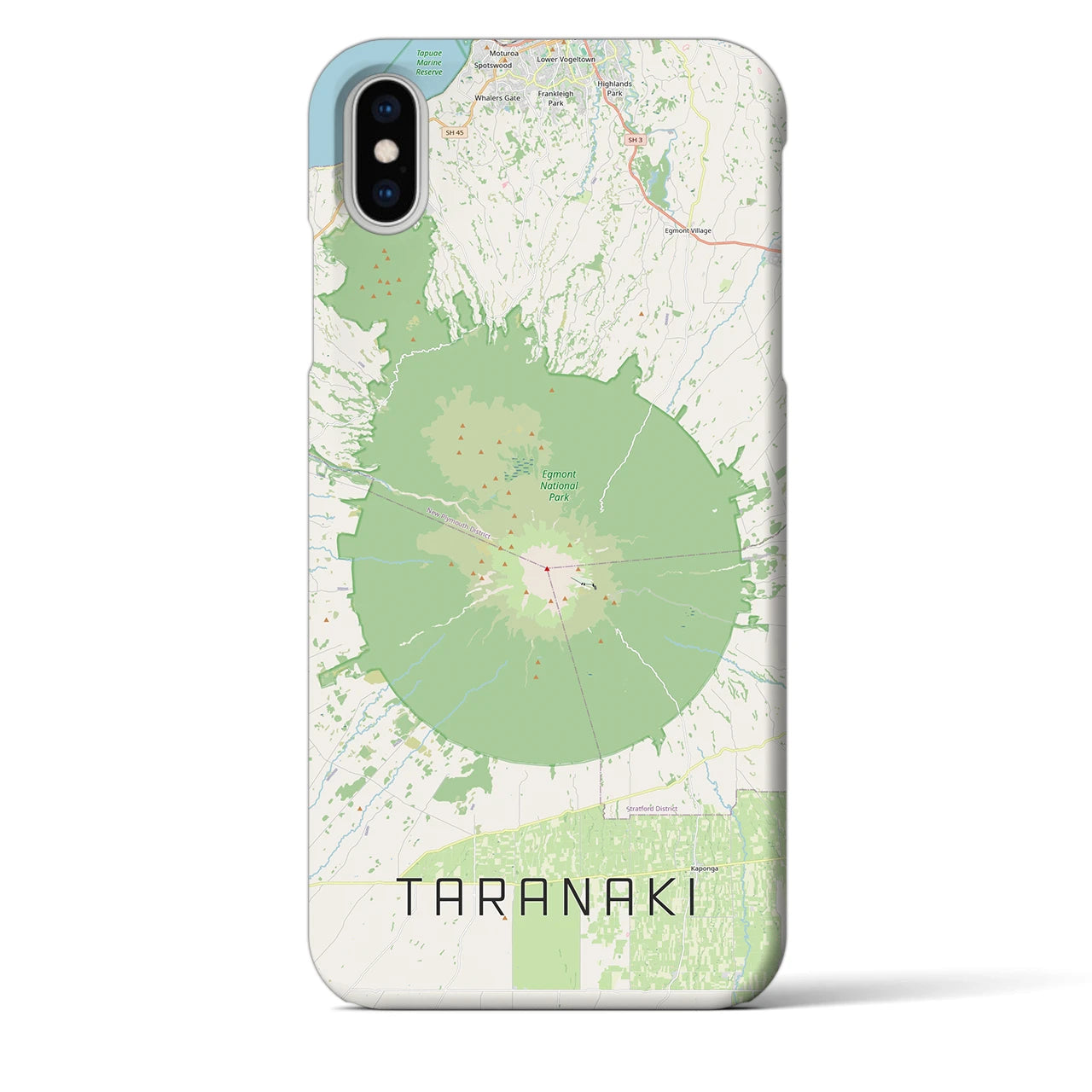 【タラナキ山（ニュージーランド）】地図柄iPhoneケース（バックカバータイプ）ナチュラル・iPhone XS Max 用