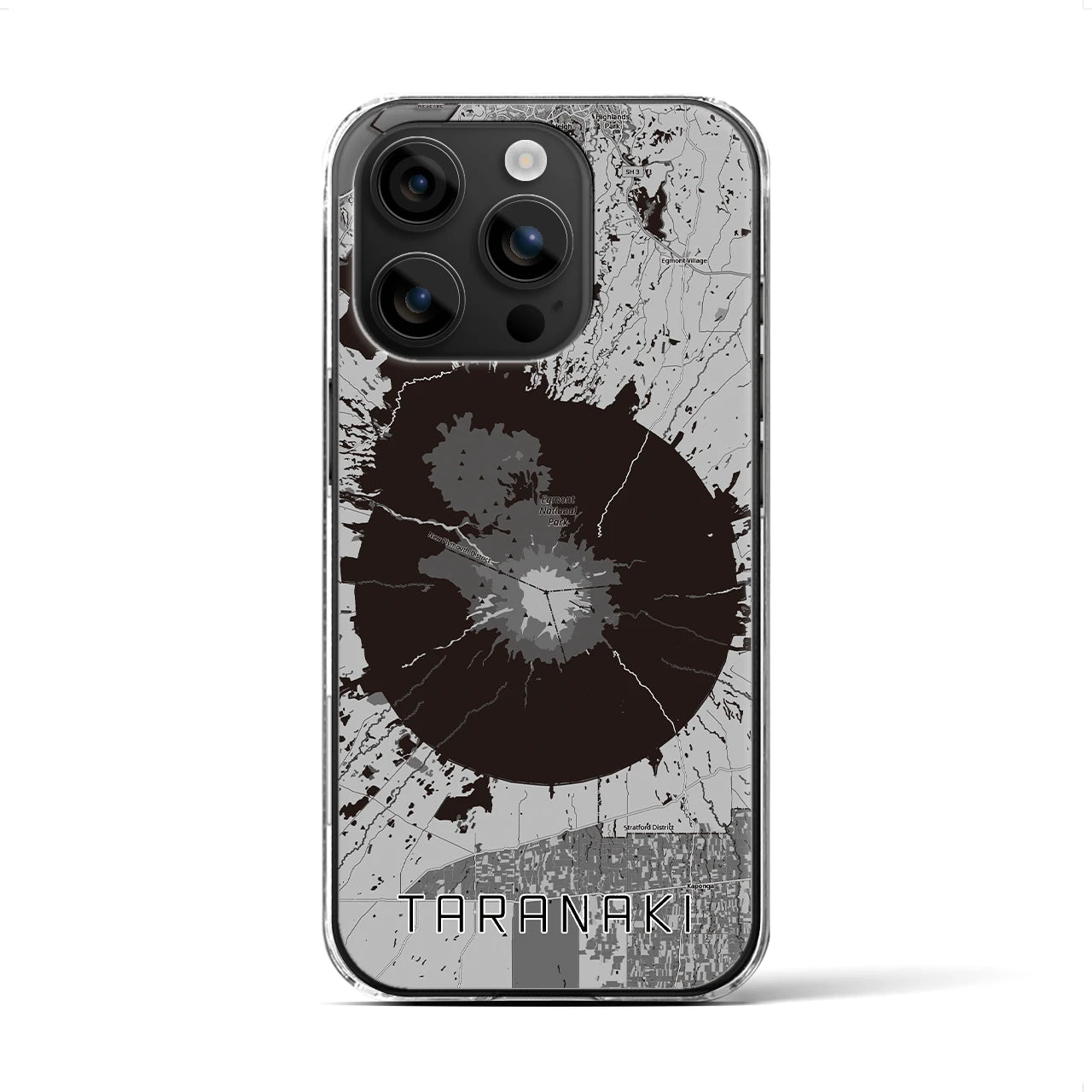 【タラナキ山（ニュージーランド）】地図柄iPhoneケース（クリアタイプ）