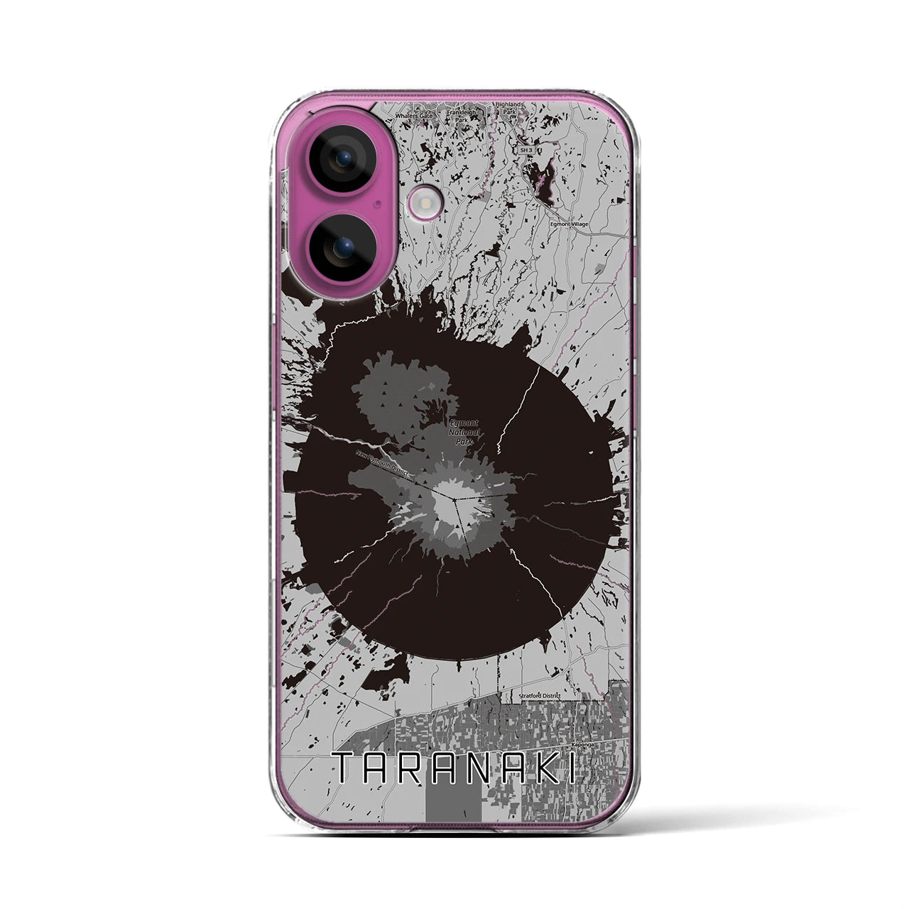 【タラナキ山（ニュージーランド）】地図柄iPhoneケース（クリアタイプ）