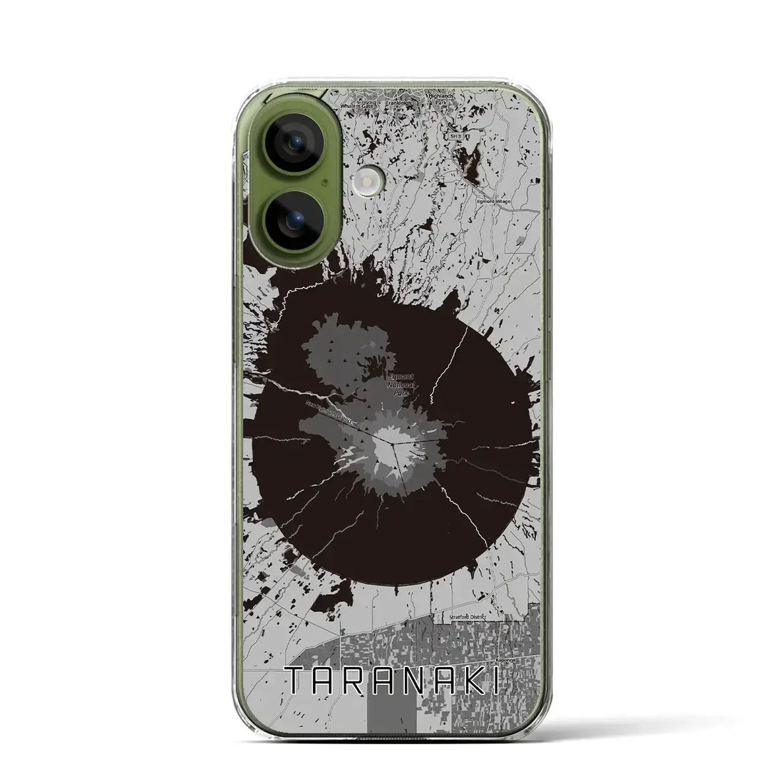 【タラナキ山（ニュージーランド）】地図柄iPhoneケース（クリアタイプ）モノトーン・iPhone 17 Pro Max 用