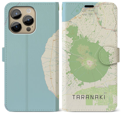 【タラナキ山（ニュージーランド）】地図柄iPhoneケース（手帳タイプ）ナチュラル・iPhone 14 Pro Max 用