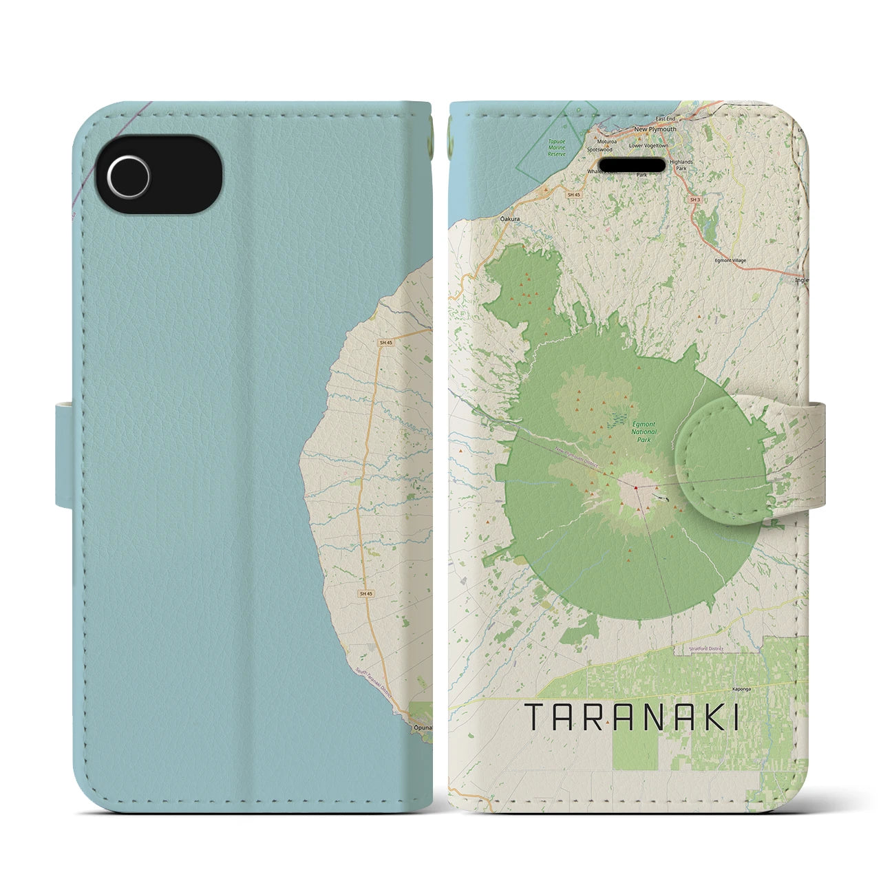 【タラナキ山（ニュージーランド）】地図柄iPhoneケース（手帳タイプ）ナチュラル・iPhone SE（第3 / 第2世代） / 8 / 7 / 6s / 6 用