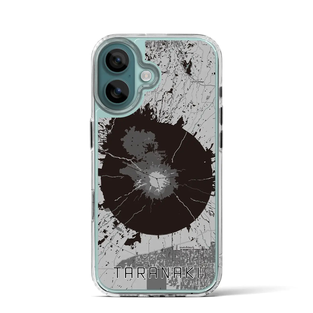 【タラナキ山(ニュージーランド)】地図柄iPhoneケース(MagSafeタイプ)モノトーン・iPhone 16 Pro 用