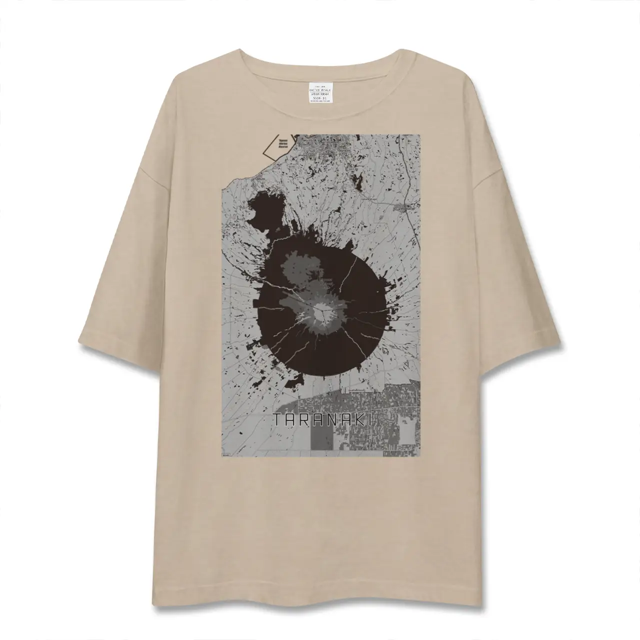 【タラナキ山（ニュージーランド）】地図柄ビッグシルエットTシャツ
