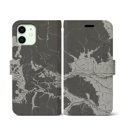 【垂井（岐阜県）】地図柄iPhoneケース（手帳タイプ）モノトーン・iPhone 12 mini 用