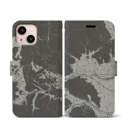 【垂井（岐阜県）】地図柄iPhoneケース（手帳タイプ）モノトーン・iPhone 13 mini 用