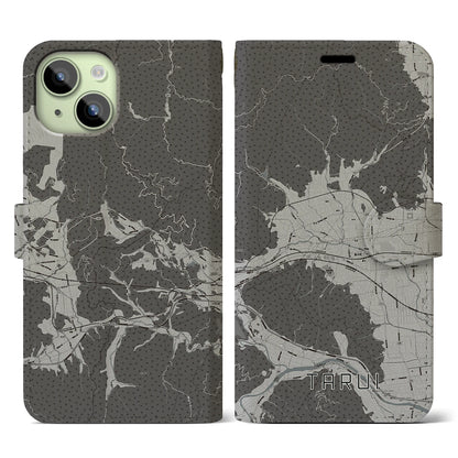 【垂井（岐阜県）】地図柄iPhoneケース（手帳タイプ）モノトーン・iPhone 15 用