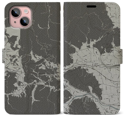 【垂井（岐阜県）】地図柄iPhoneケース（手帳タイプ）モノトーン・iPhone 15 Plus 用