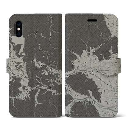 【垂井（岐阜県）】地図柄iPhoneケース（手帳タイプ）モノトーン・iPhone XS / X 用