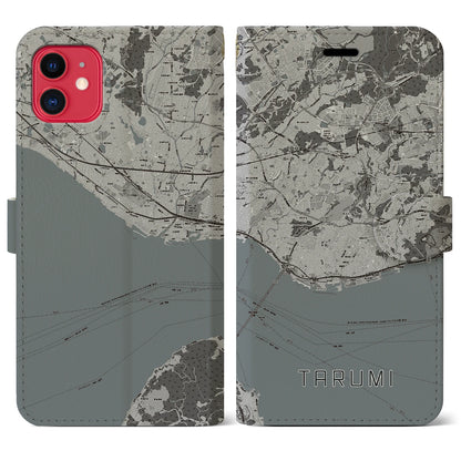 【垂水（兵庫県）】地図柄iPhoneケース（手帳タイプ）モノトーン・iPhone 11 用