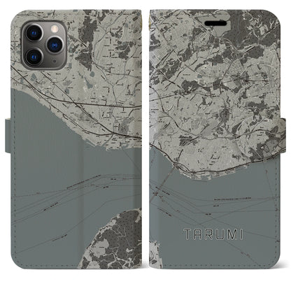 【垂水（兵庫県）】地図柄iPhoneケース（手帳タイプ）モノトーン・iPhone 11 Pro Max 用