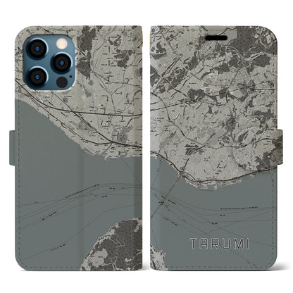 【垂水（兵庫県）】地図柄iPhoneケース（手帳タイプ）モノトーン・iPhone 12 / 12 Pro 用