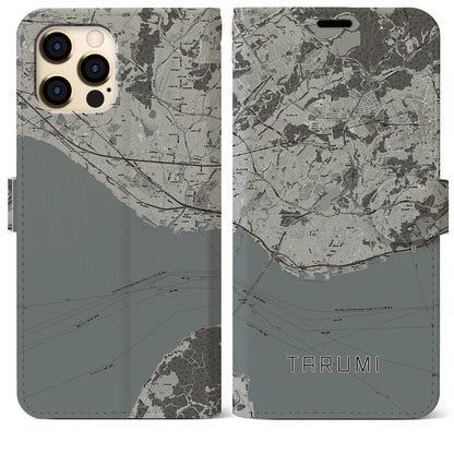 【垂水（兵庫県）】地図柄iPhoneケース（手帳タイプ）モノトーン・iPhone 12 Pro Max 用