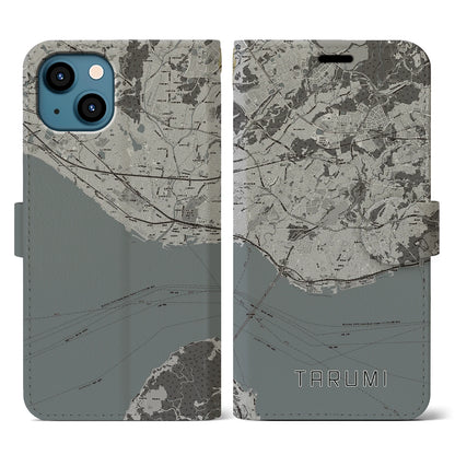 【垂水（兵庫県）】地図柄iPhoneケース（手帳タイプ）モノトーン・iPhone 13 用