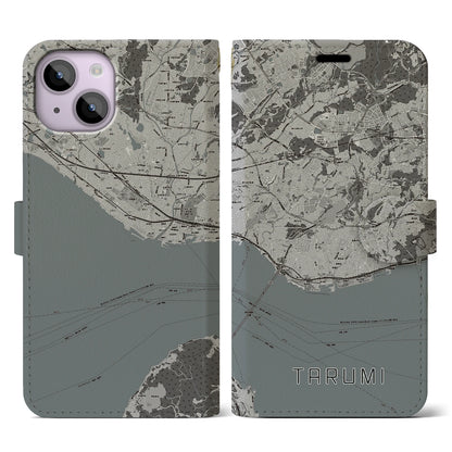 【垂水（兵庫県）】地図柄iPhoneケース（手帳タイプ）モノトーン・iPhone 14 用