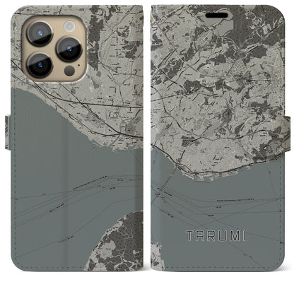 【垂水（兵庫県）】地図柄iPhoneケース（手帳タイプ）モノトーン・iPhone 14 Pro Max 用