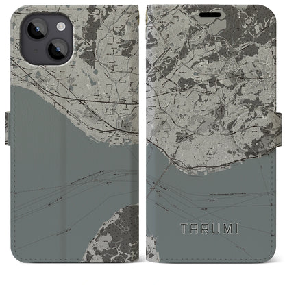 【垂水（兵庫県）】地図柄iPhoneケース（手帳タイプ）モノトーン・iPhone 14 Plus 用