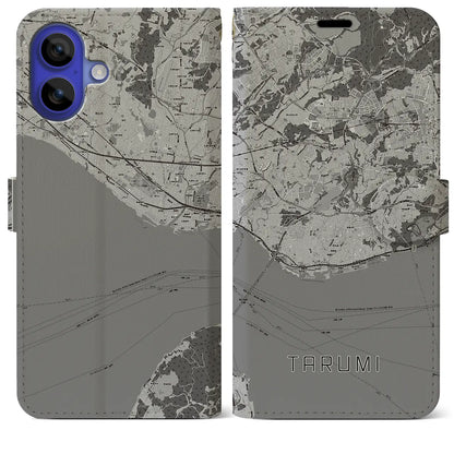 【垂水（兵庫県）】地図柄iPhoneケース（手帳タイプ）モノトーン・iPhone 16 Pro Max 用