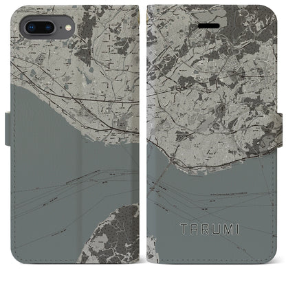 【垂水（兵庫県）】地図柄iPhoneケース（手帳タイプ）モノトーン・iPhone 8Plus /7Plus / 6sPlus / 6Plus 用