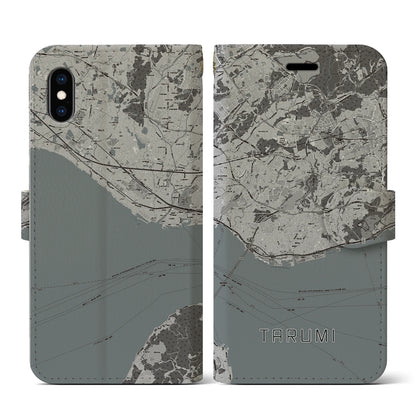 【垂水（兵庫県）】地図柄iPhoneケース（手帳タイプ）モノトーン・iPhone XS / X 用