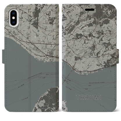 【垂水（兵庫県）】地図柄iPhoneケース（手帳タイプ）モノトーン・iPhone XS Max 用