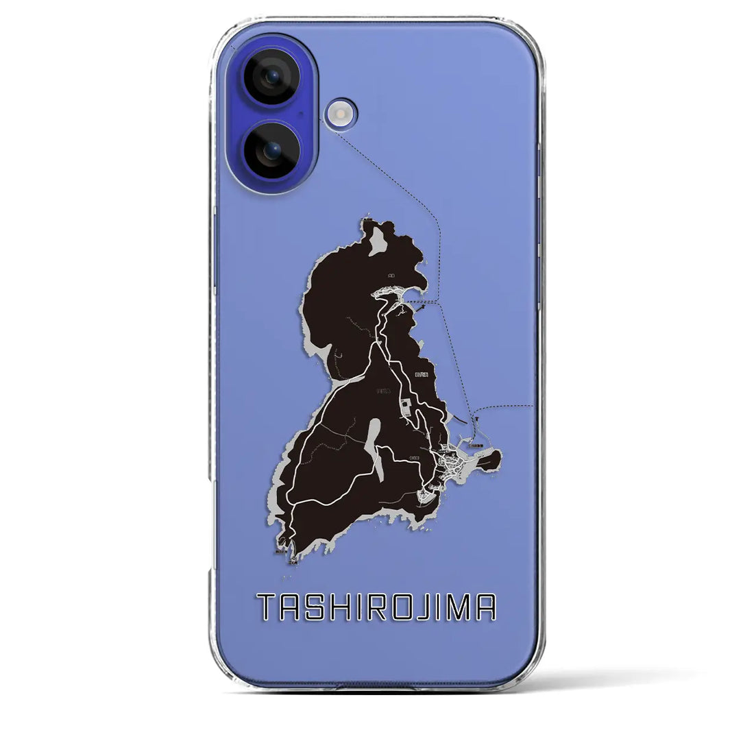 【田代島（宮城県）】地図柄iPhoneケース（クリアタイプ）モノトーン・iPhone 16 Pro Max 用