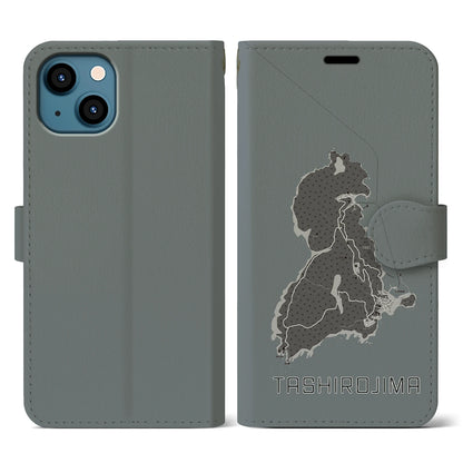 【田代島（宮城県）】地図柄iPhoneケース（手帳タイプ）モノトーン・iPhone 13 用