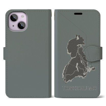 【田代島（宮城県）】地図柄iPhoneケース（手帳タイプ）モノトーン・iPhone 14 用