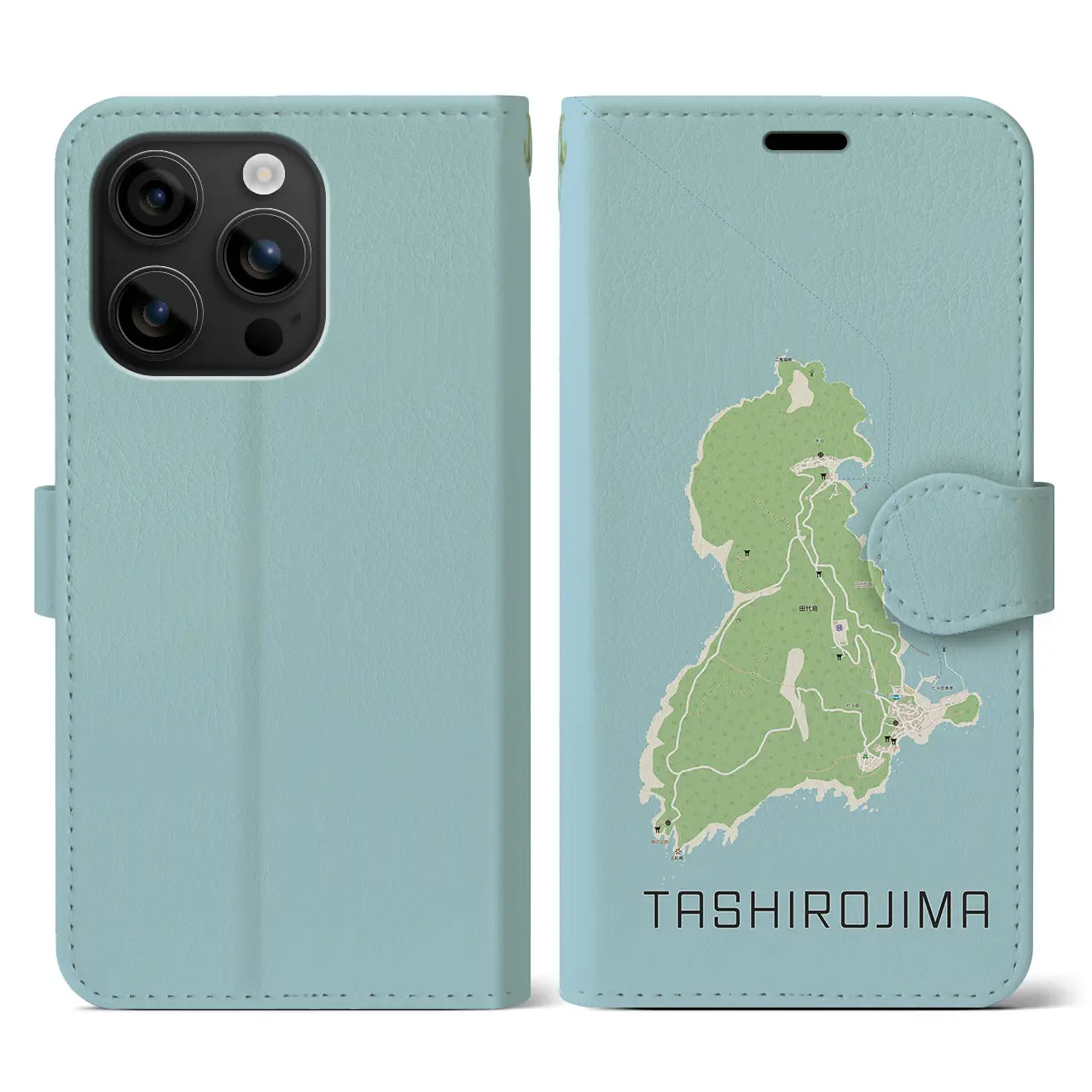 【田代島（宮城県）】地図柄iPhoneケース（手帳タイプ）ナチュラル・iPhone 16 用