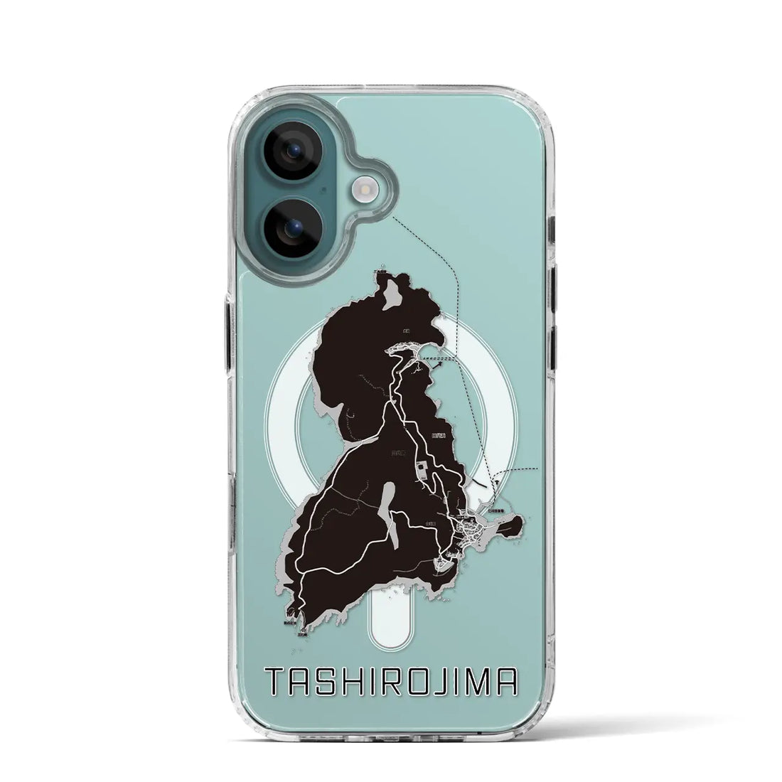 【田代島(宮城県)】地図柄iPhoneケース(MagSafeタイプ)モノトーン・iPhone 16 Pro 用