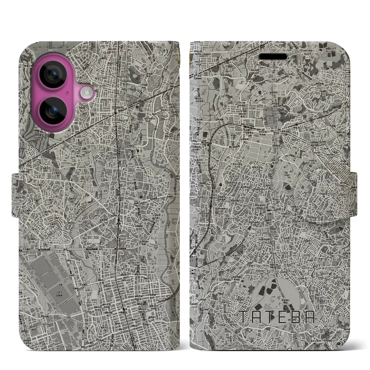 【立場（神奈川県）】地図柄iPhoneケース（手帳タイプ）