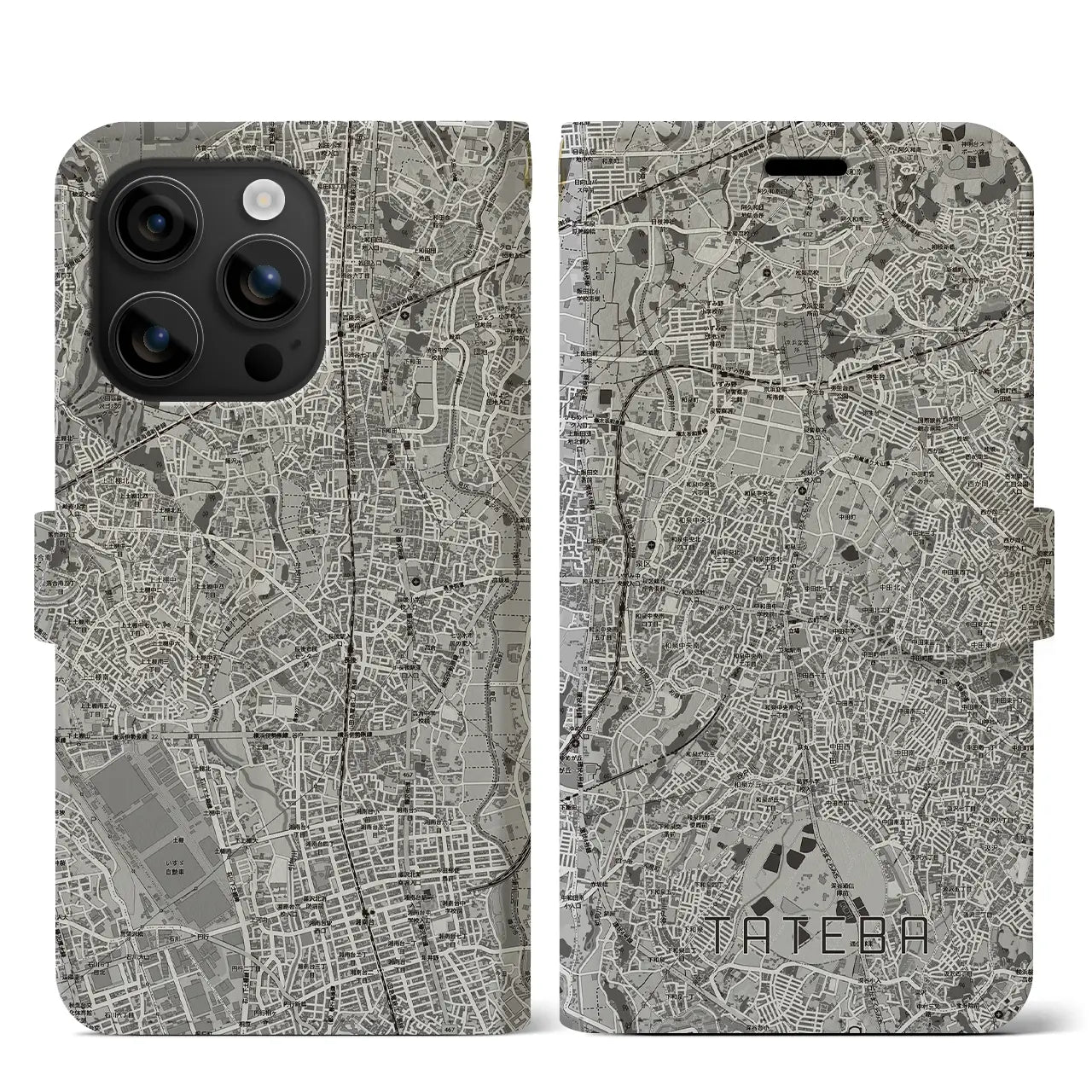【立場（神奈川県）】地図柄iPhoneケース（手帳タイプ）