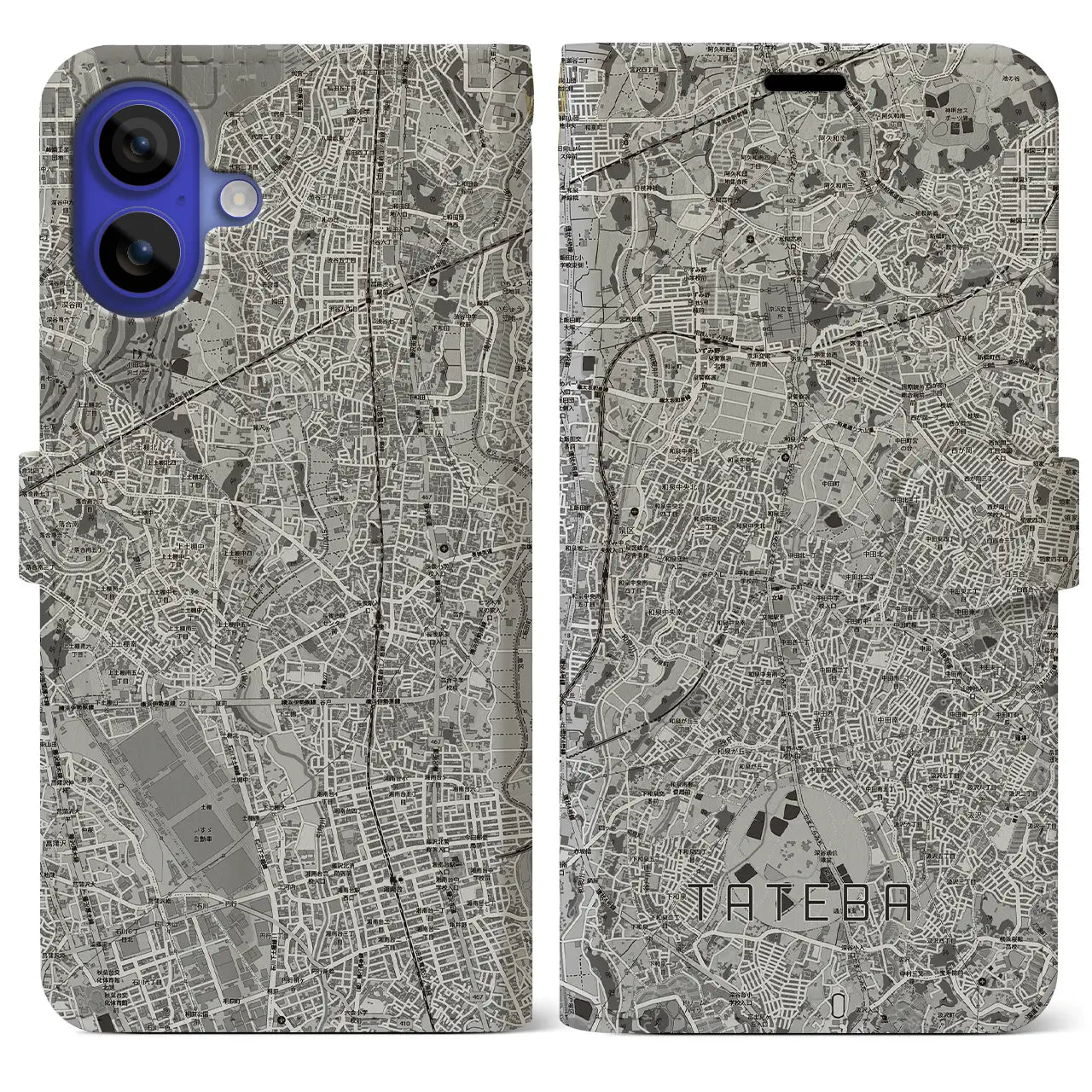 【立場（神奈川県）】地図柄iPhoneケース（手帳タイプ）