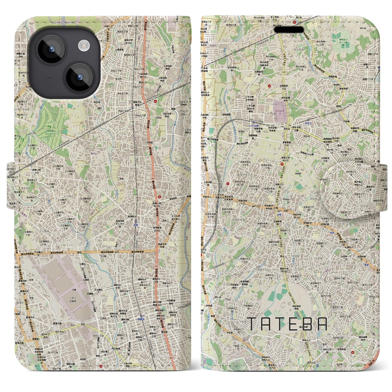 【立場（神奈川県）】地図柄iPhoneケース（手帳タイプ）