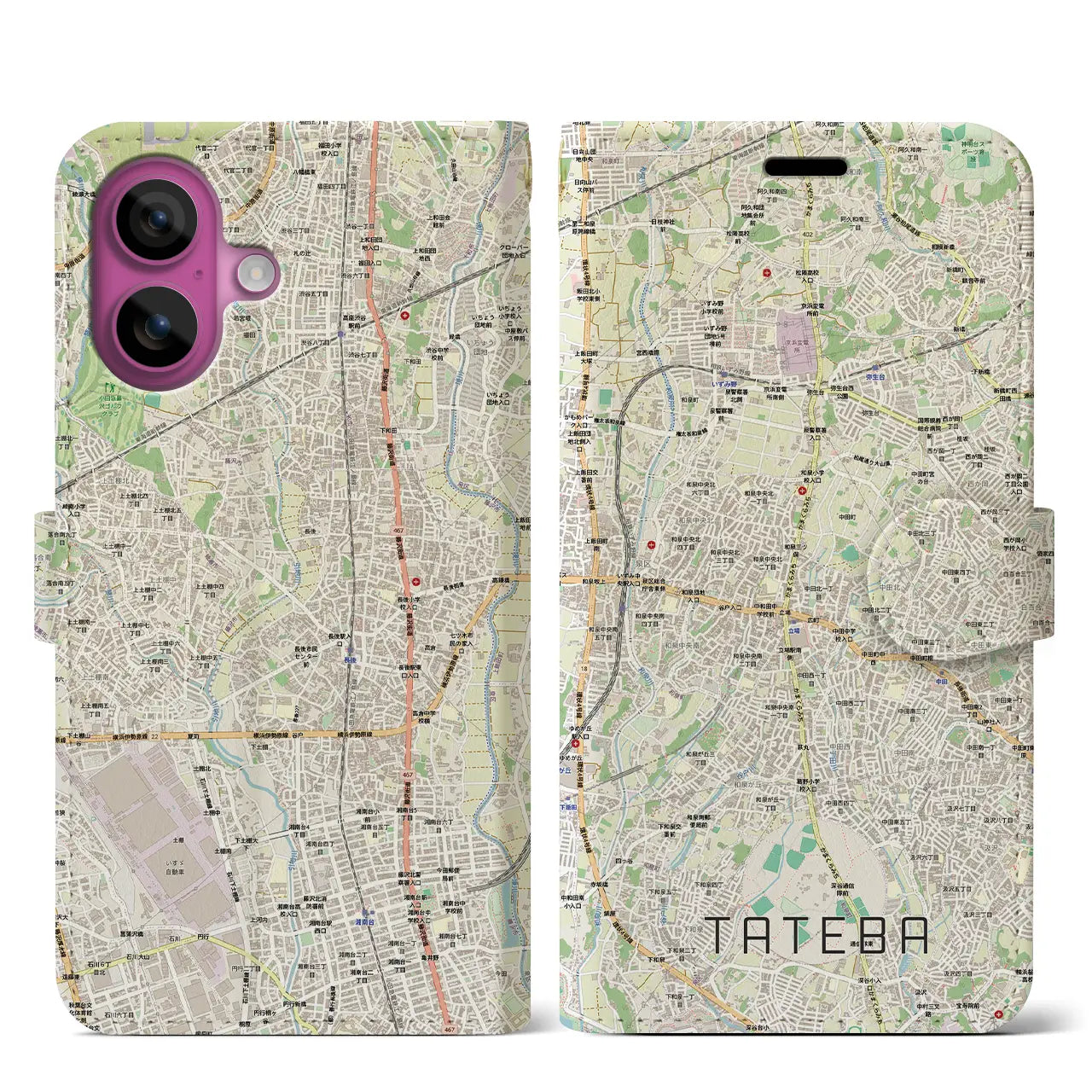 【立場（神奈川県）】地図柄iPhoneケース（手帳タイプ）