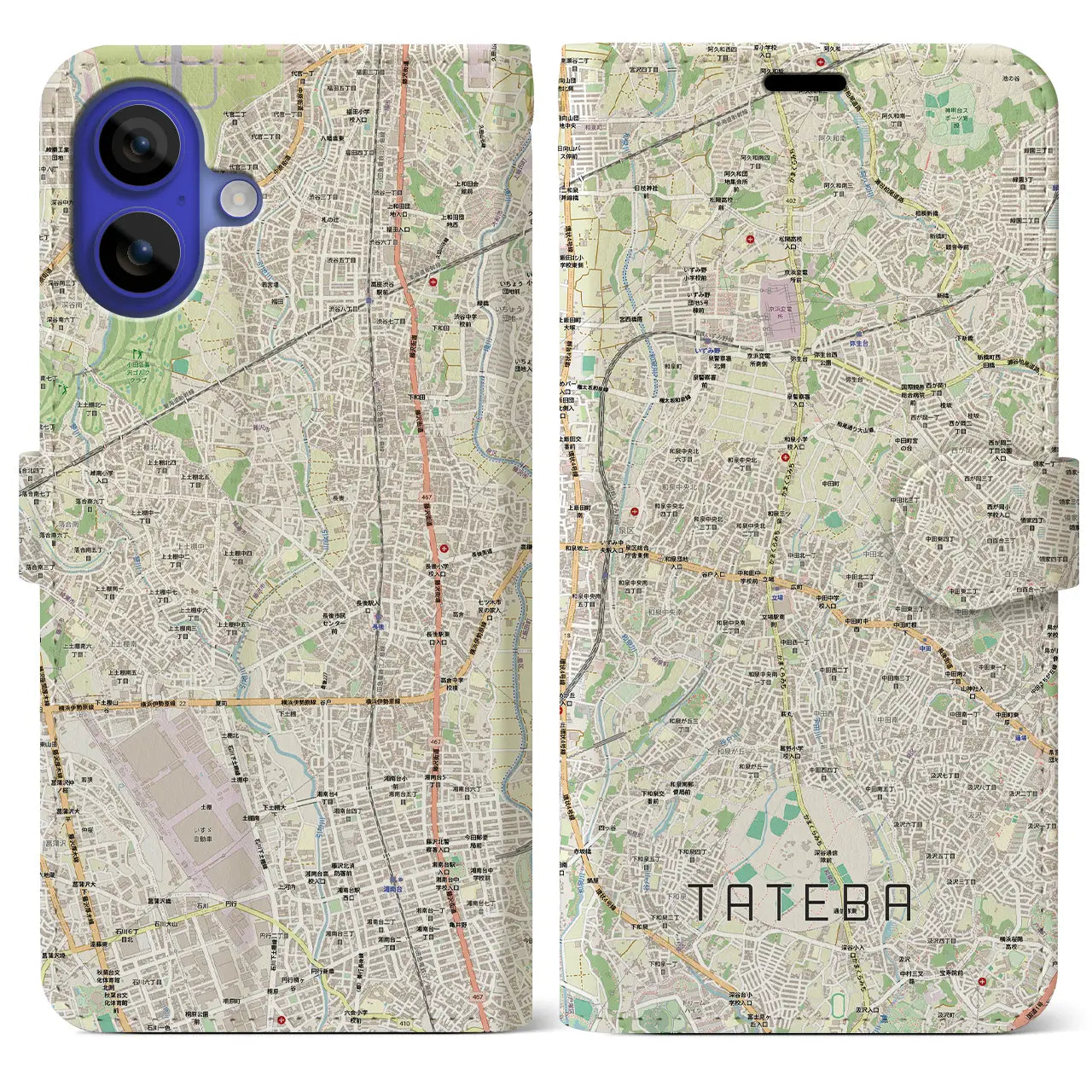 【立場（神奈川県）】地図柄iPhoneケース（手帳タイプ）