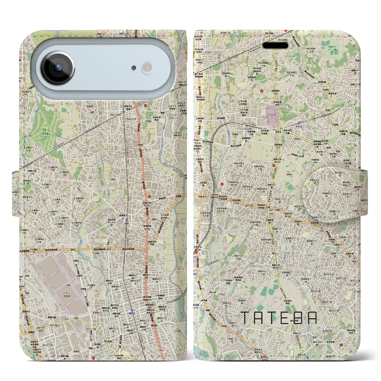 【立場（神奈川県）】地図柄iPhoneケース（手帳タイプ）ナチュラル・iPhone 17 Pro Max 用