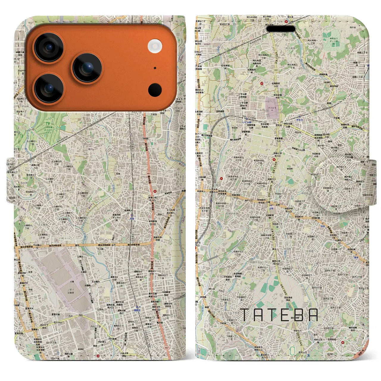 【立場（神奈川県）】地図柄iPhoneケース（手帳タイプ）