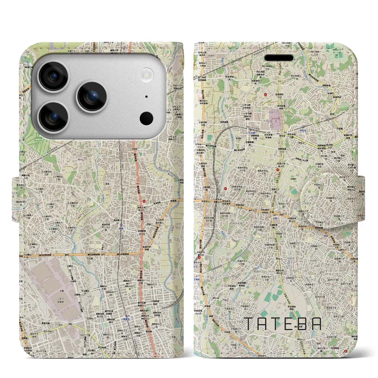 【立場（神奈川県）】地図柄iPhoneケース（手帳タイプ）