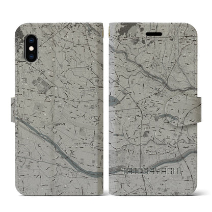 【館林（群馬県）】地図柄iPhoneケース（手帳タイプ）モノトーン・iPhone XS / X 用