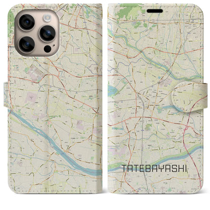 【館林（群馬県）】地図柄iPhoneケース（手帳タイプ）ナチュラル・iPhone 16 Plus 用