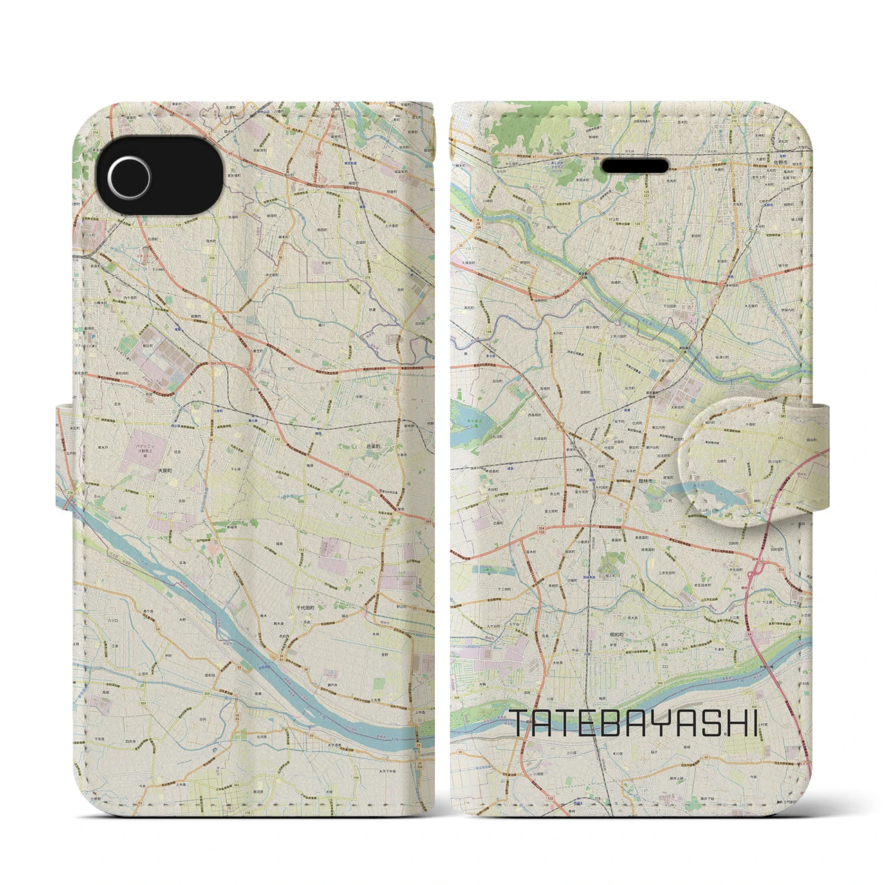 【館林（群馬県）】地図柄iPhoneケース（手帳タイプ）