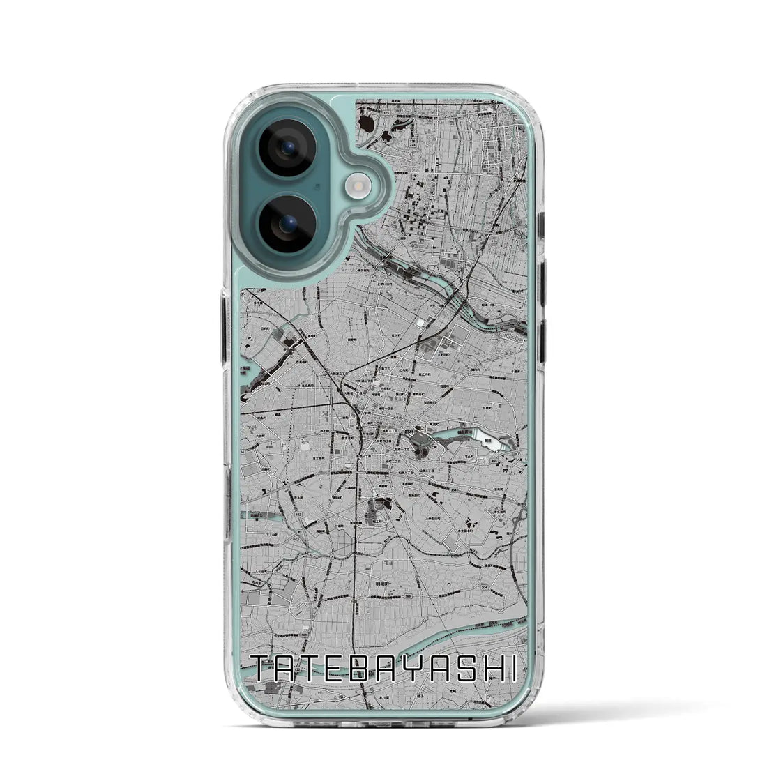 【館林（群馬県）】地図柄iPhoneケース（MagSafeタイプ）モノトーン・iPhone 16 Pro 用