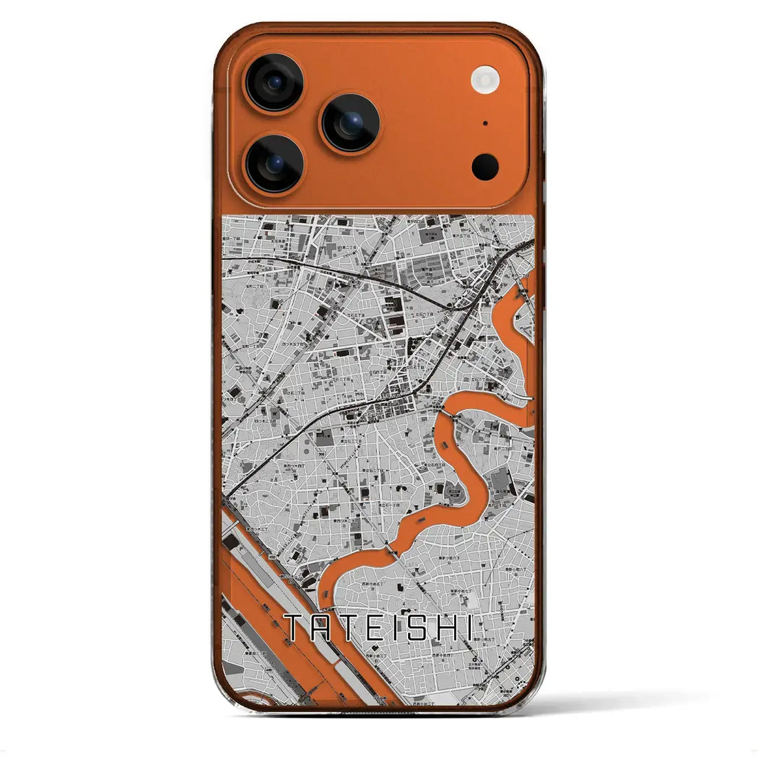 【立石(東京都)】地図柄iPhoneケース(クリアタイプ)モノトーン・iPhone 17 Pro Max 用