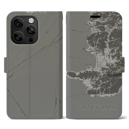 【館山2（千葉県）】地図柄iPhoneケース（手帳タイプ）モノトーン・iPhone 16 用