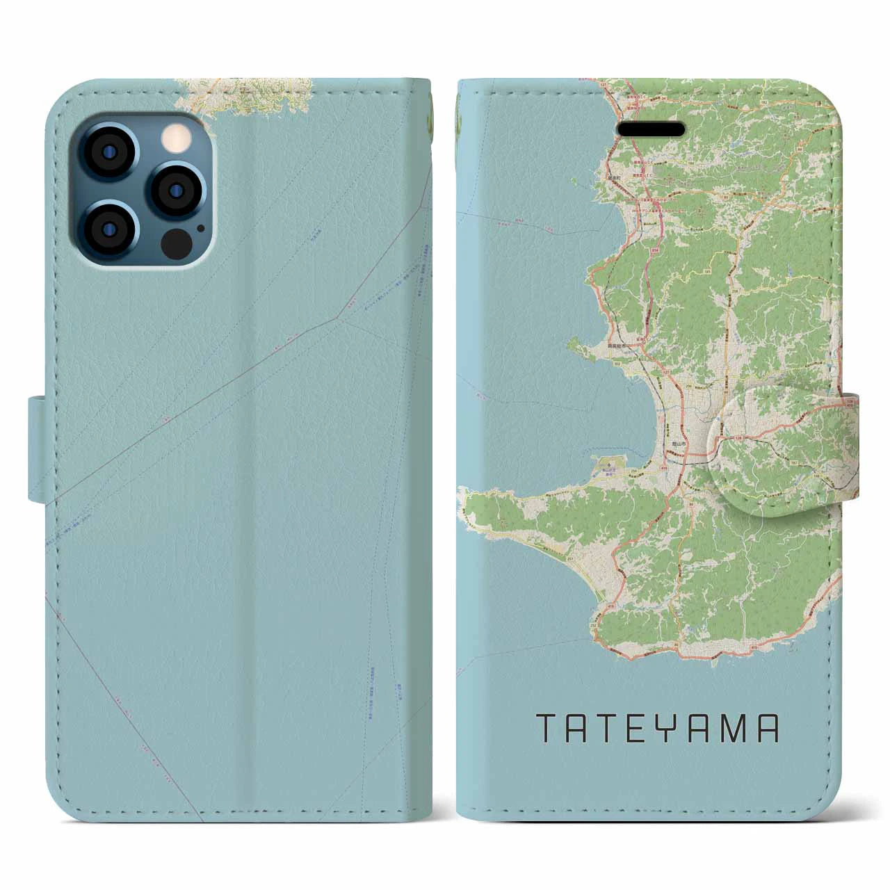 【館山2（千葉県）】地図柄iPhoneケース（手帳タイプ）